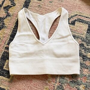 White Ribbed Sports Bra
